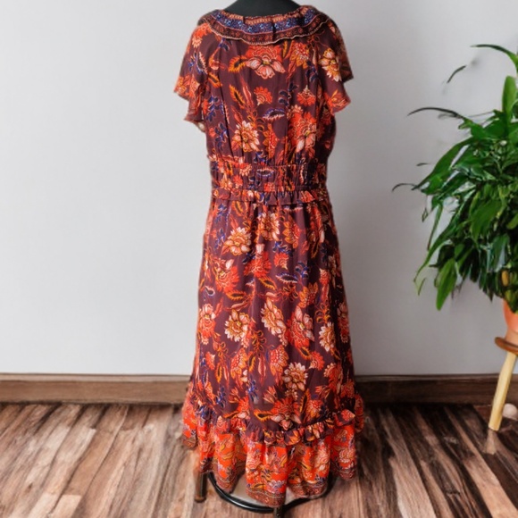 Red Boho Floy Floral A-line Dress - Picture 2 of 5